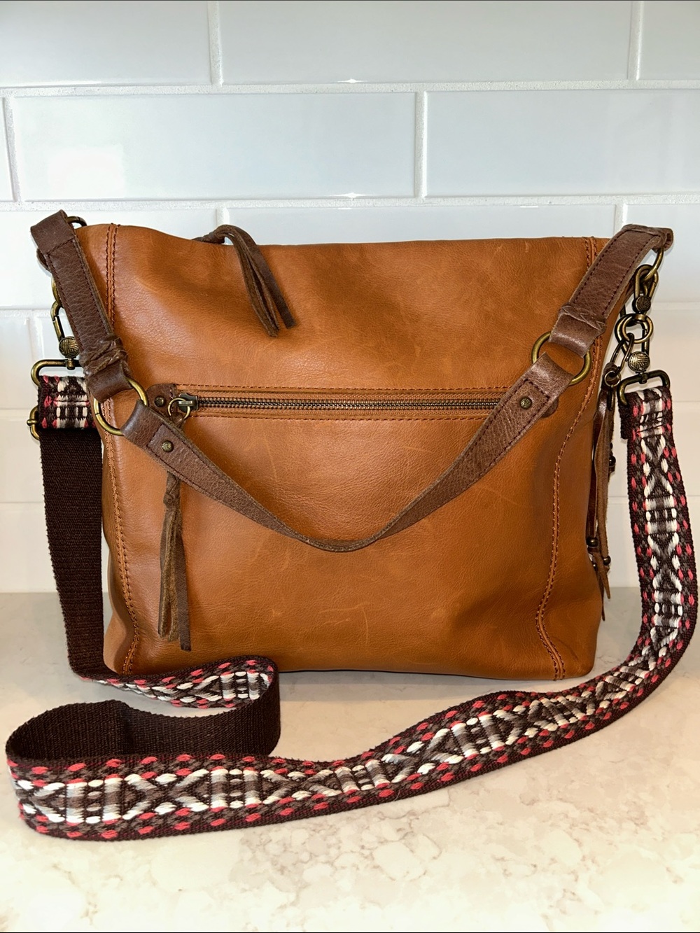 The Sak Ashland brown/tan leather hobo crossbody shoulder bag